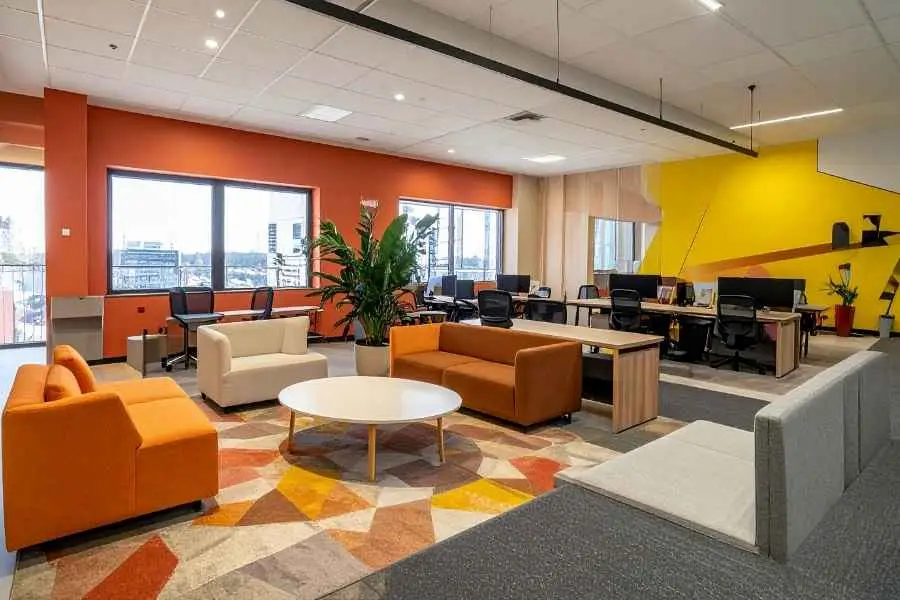 Commercial office furniture installation of workstations